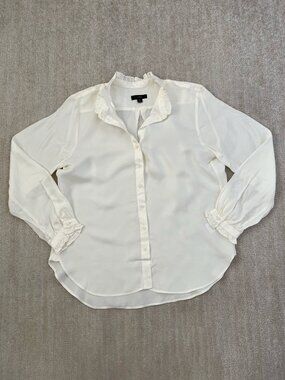 J. Crew Drapey Ruffle Button Up Blouse Top M